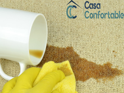 limpiar mancha de café en alfombra de yute